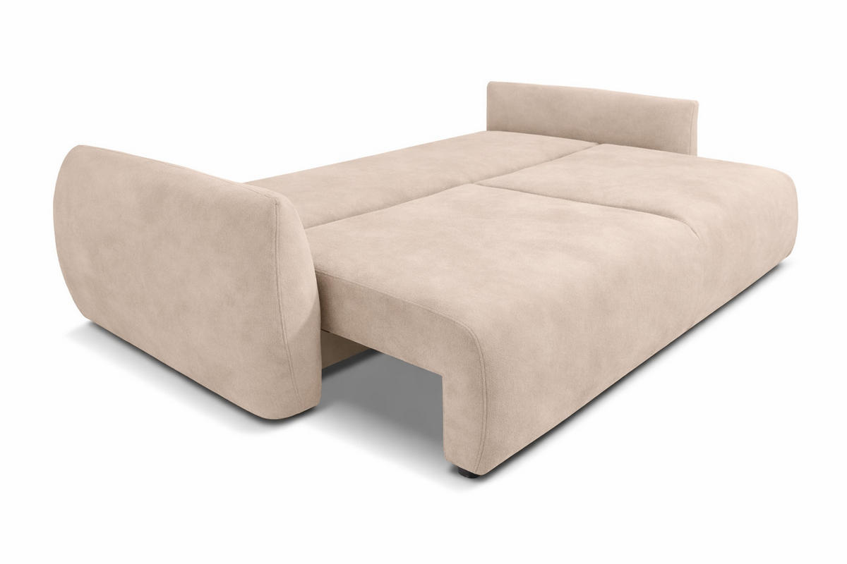 SOFA Mit Schlaffunktion Und Bettkasten, Veloursstoff Salvador, Beige, Zephira - Beige, Holz (238/87/102cm) - Kaiser Möbel