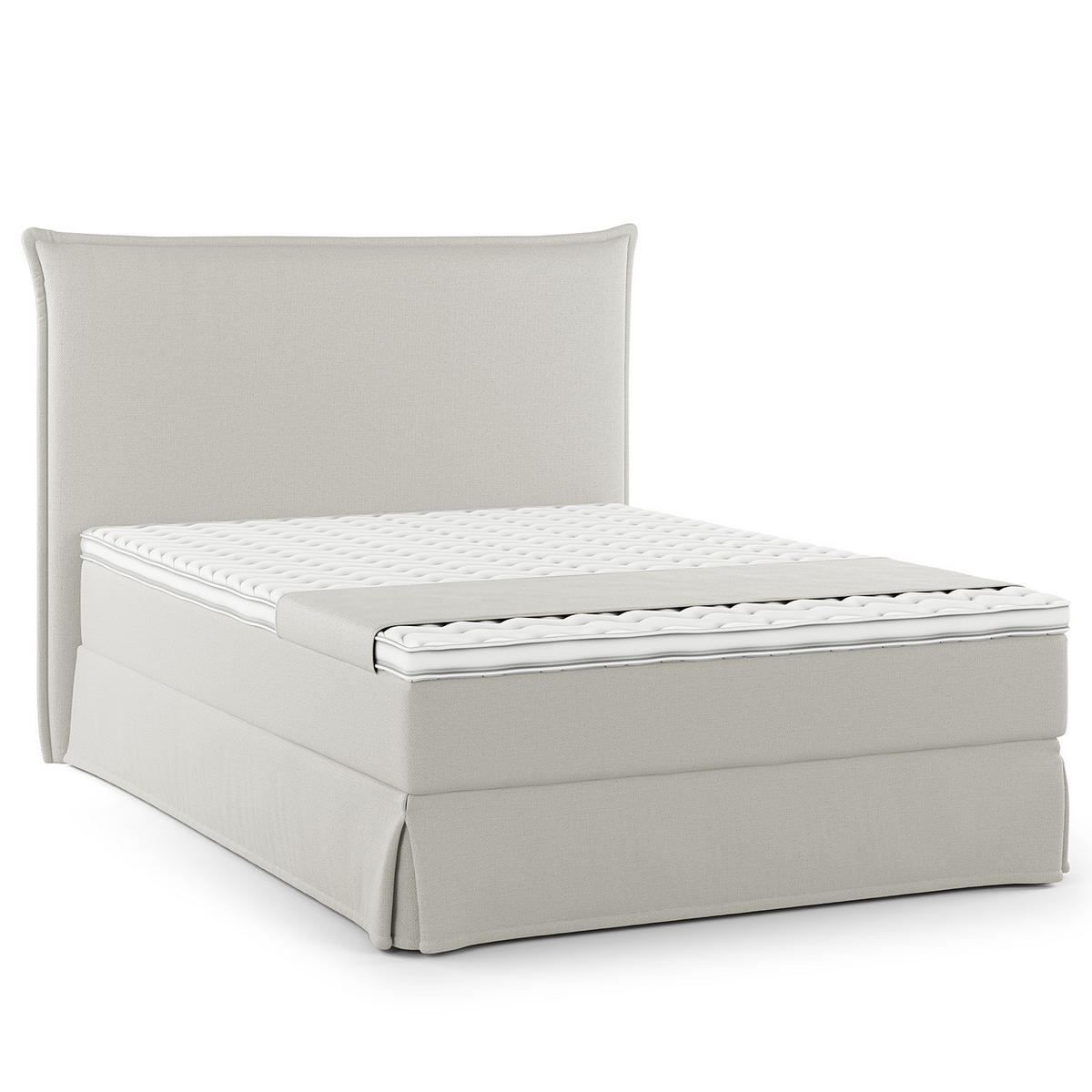 BOXSPRINGBETT mit Husse - Platinfarben, Textil (140/200cm) - home24