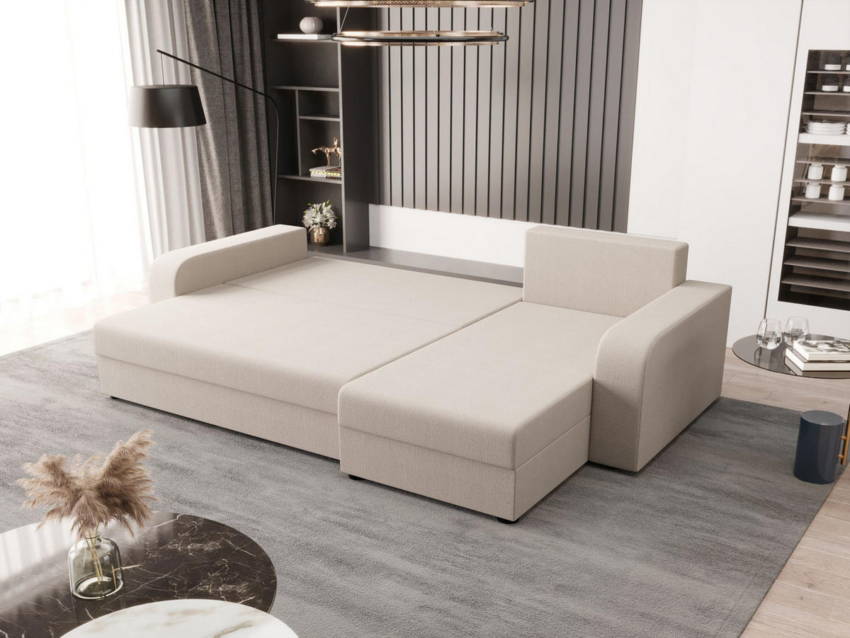 ECKSOFA HEWLET L BIS Cosmic 10 Rechts mit Schlaffunktion - Beige, Textil (240/140cm) - Bedante