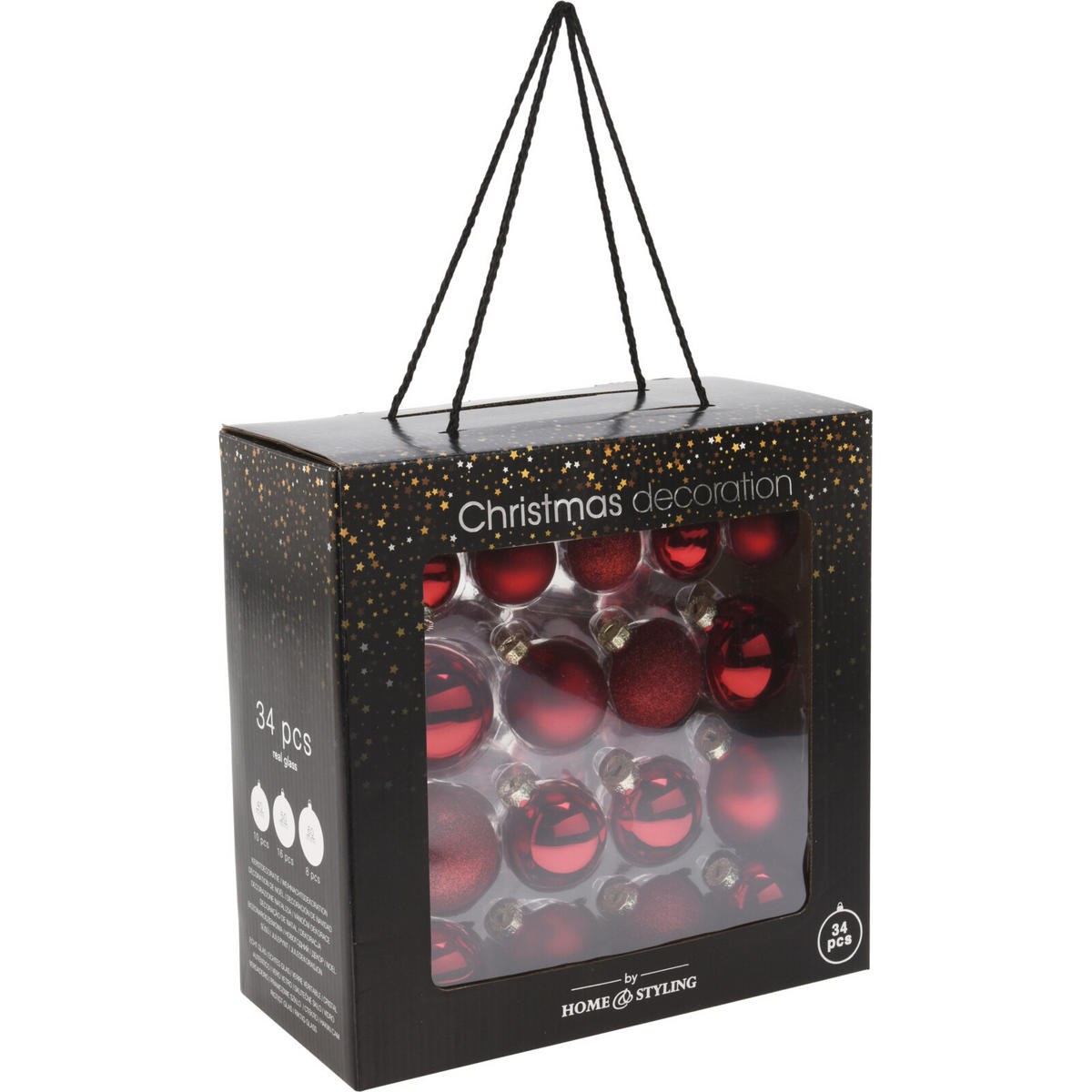 GLASKUGELN Rot 34er-Set - Rot, Glas (13/26.5/26.5cm) - Home Styling Collection