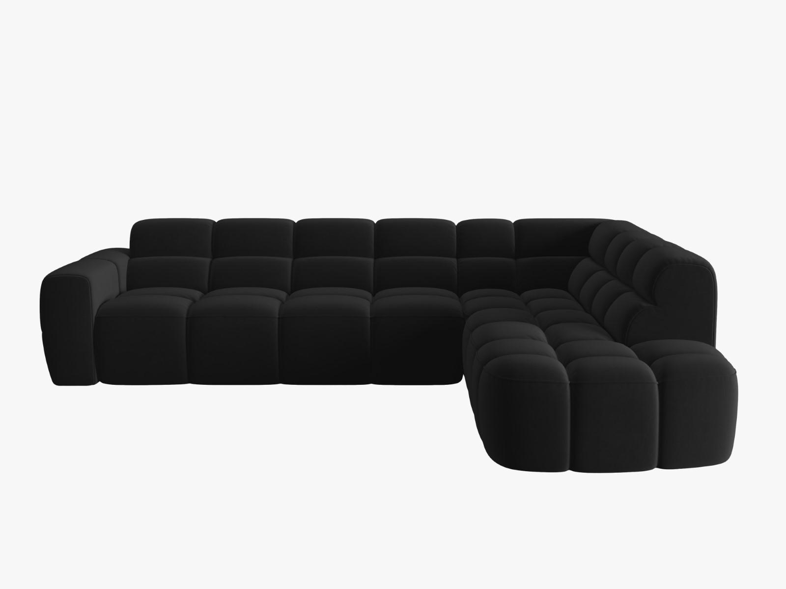 ECKSOFA rechts Lisa aus Samt schwarz 5 Sitzplätze - Schwarz, Textil (234/293cm) - Micadoni