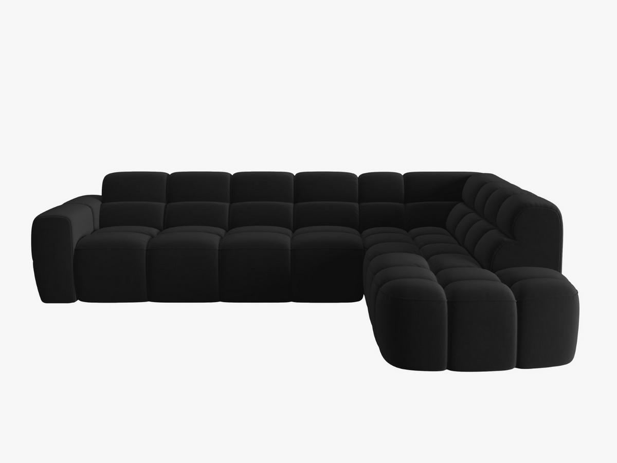 ECKSOFA rechts Lisa aus Samt schwarz 5 Sitzplätze - Schwarz, Textil (234/293cm) - Micadoni