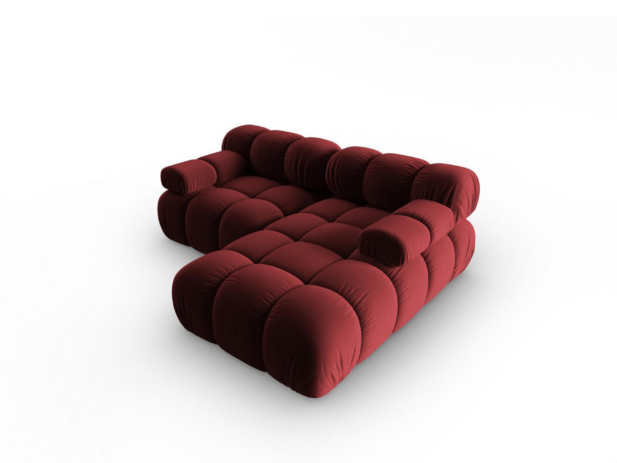 MODULARES-ECKSOFA rechts Bellis aus Samt dunkelrot 3 Sitzplätze - Dunkelrot, Textil (157/191cm) - Micadoni
