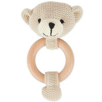 GREIFLING Holz Natur Gehäkelt Rassel Bär - Beige, Textil (8/14cm) - Bieco Spielwaren