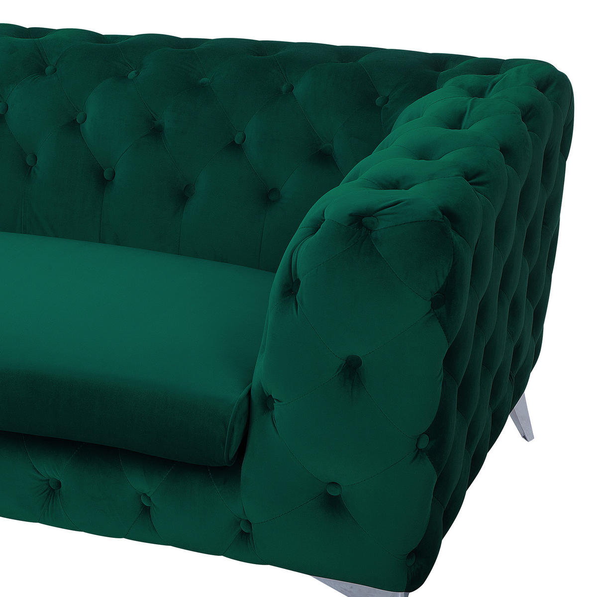 3-SITZER-SOFA Samtstoff Grün Sotra - Hellgrün, Textil (224/70/85cm) - Beliani