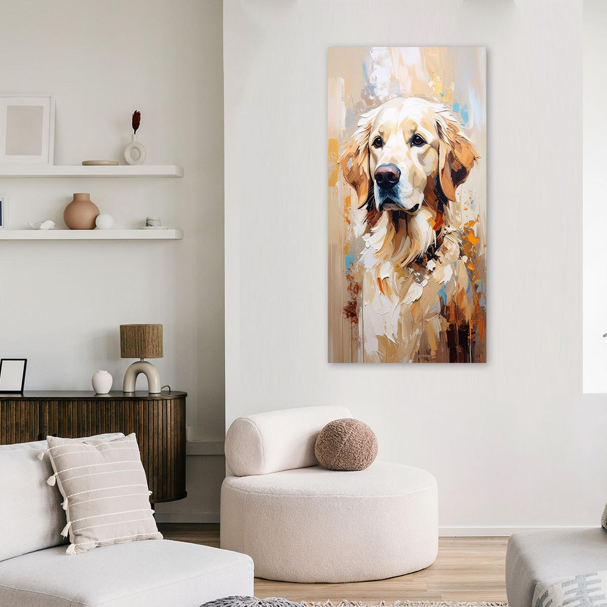 LEINWANDBILD Labrador Retriever Hund Tier 60x120cm - Beige, Textil (60/120cm) - Feeby