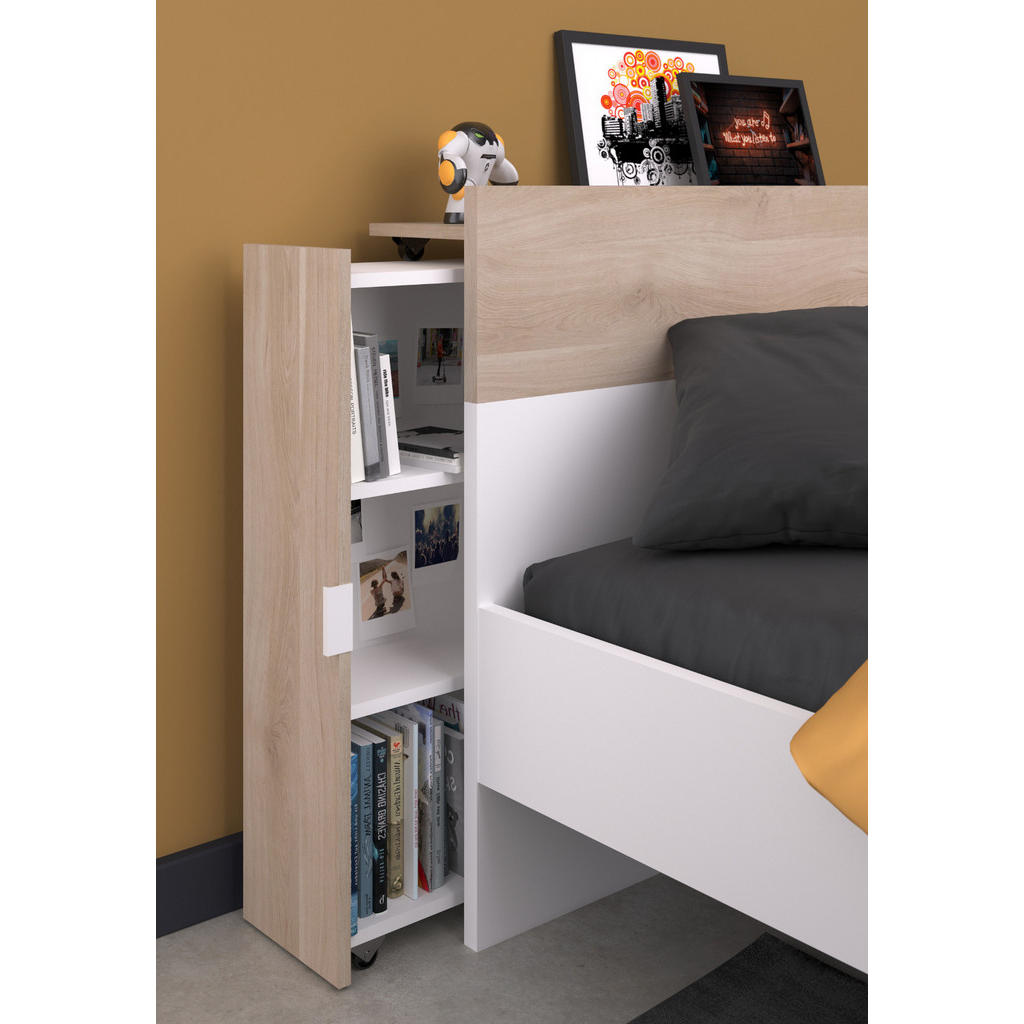 Thumbnail - Parisot Meuble Jugendzimmer, Weiß, Eiche, Holzwerkstoff, Nachbildung,Eiche, Uni, Holz Optik, 95x205x206 cm, Kinder- & Ju...