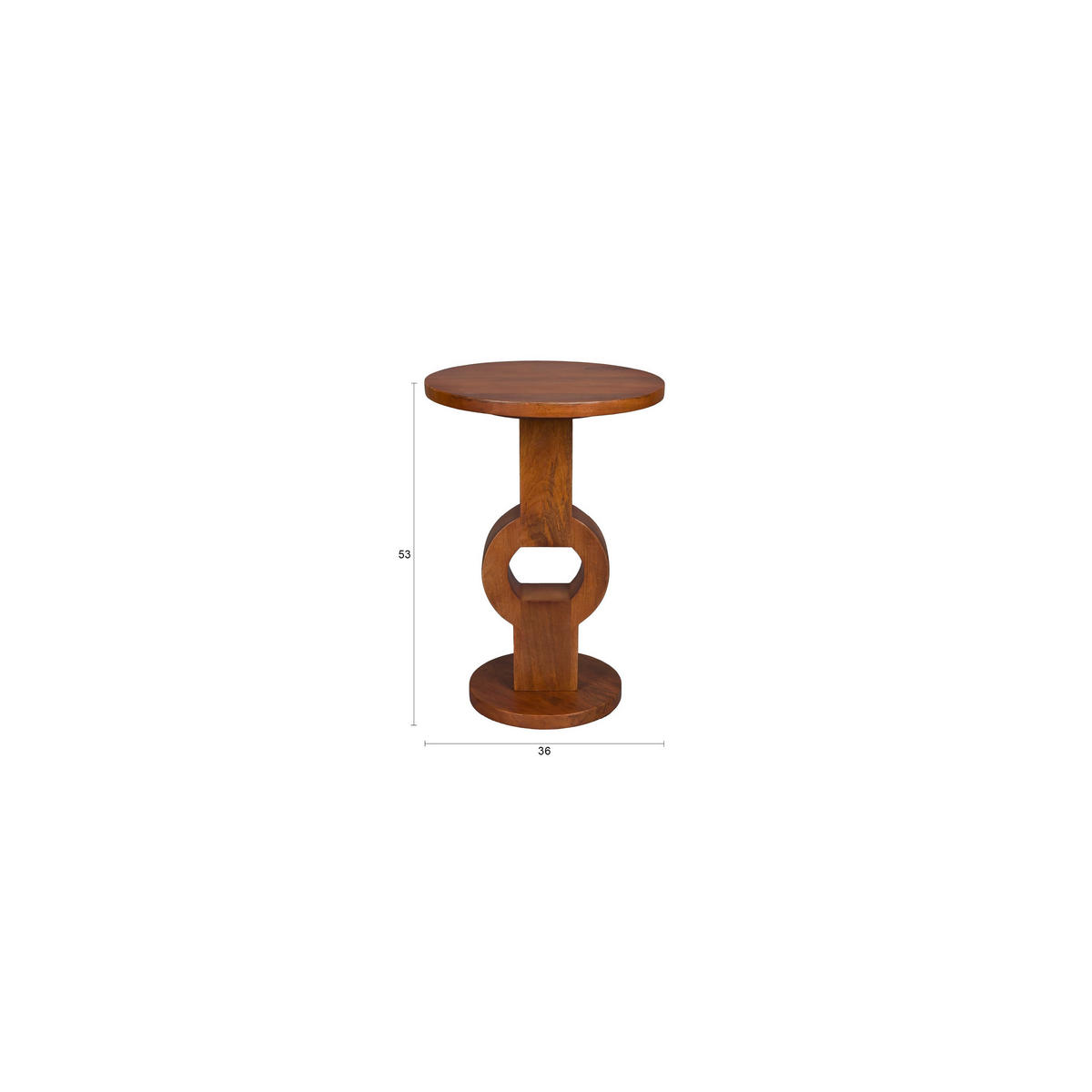 BEISTELLTISCH Tondo Rund 36 cm Braun - Braun, Holz (36/36/53cm) - Dutchbone