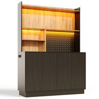 BUFFET DE-38743 120/43/160 cm LED-Beleuchtung und Lochwand Schwarz - Schwarz, Holzwerkstoff (120/160/43cm) - ComfortXL