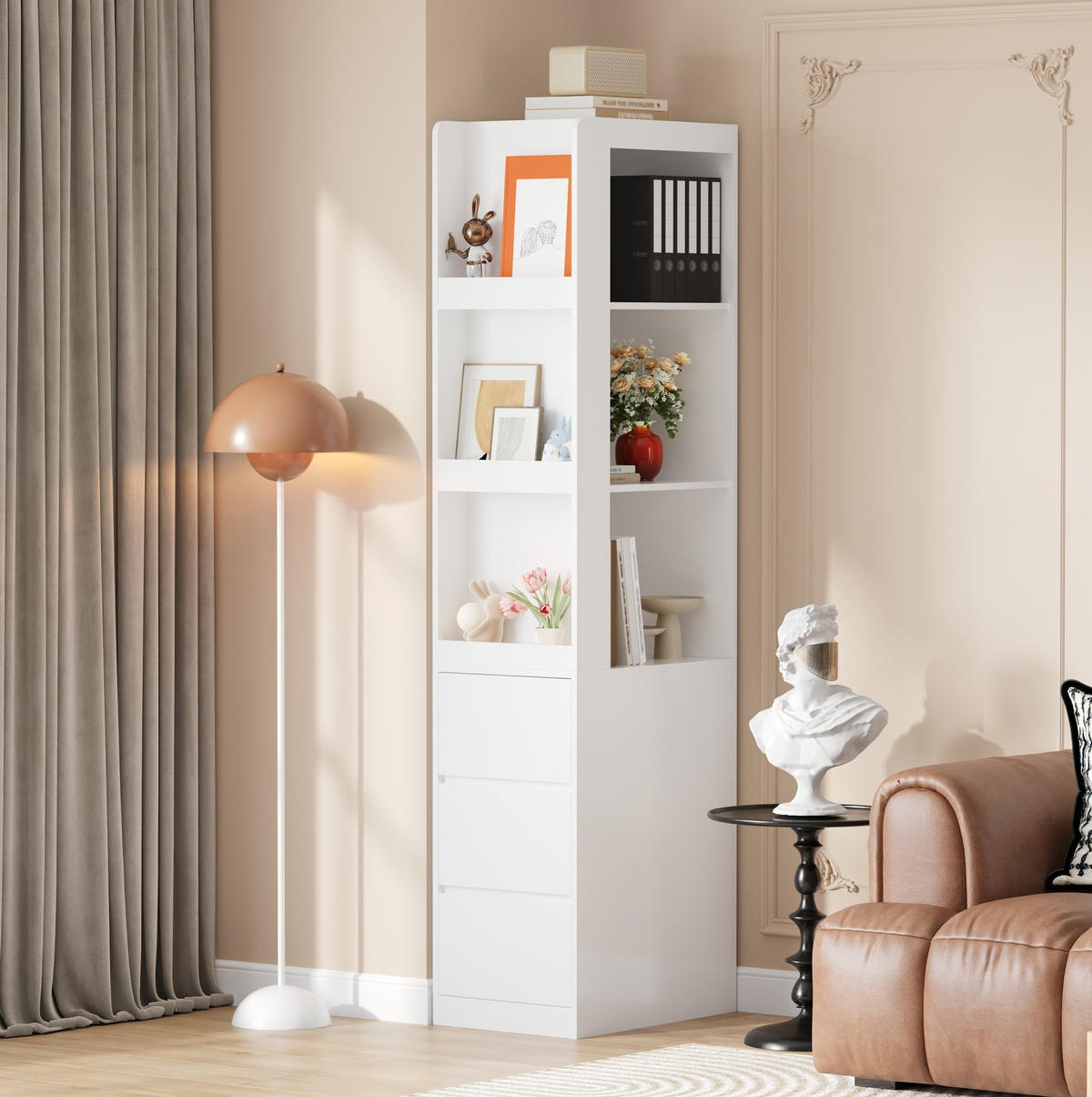 HIGHBOARD 60/200/40 cm Weiß aus Spanplatte mit 3 Schubladen - Weiß, Holzwerkstoff (40/200/60cm) - OKMYHOME