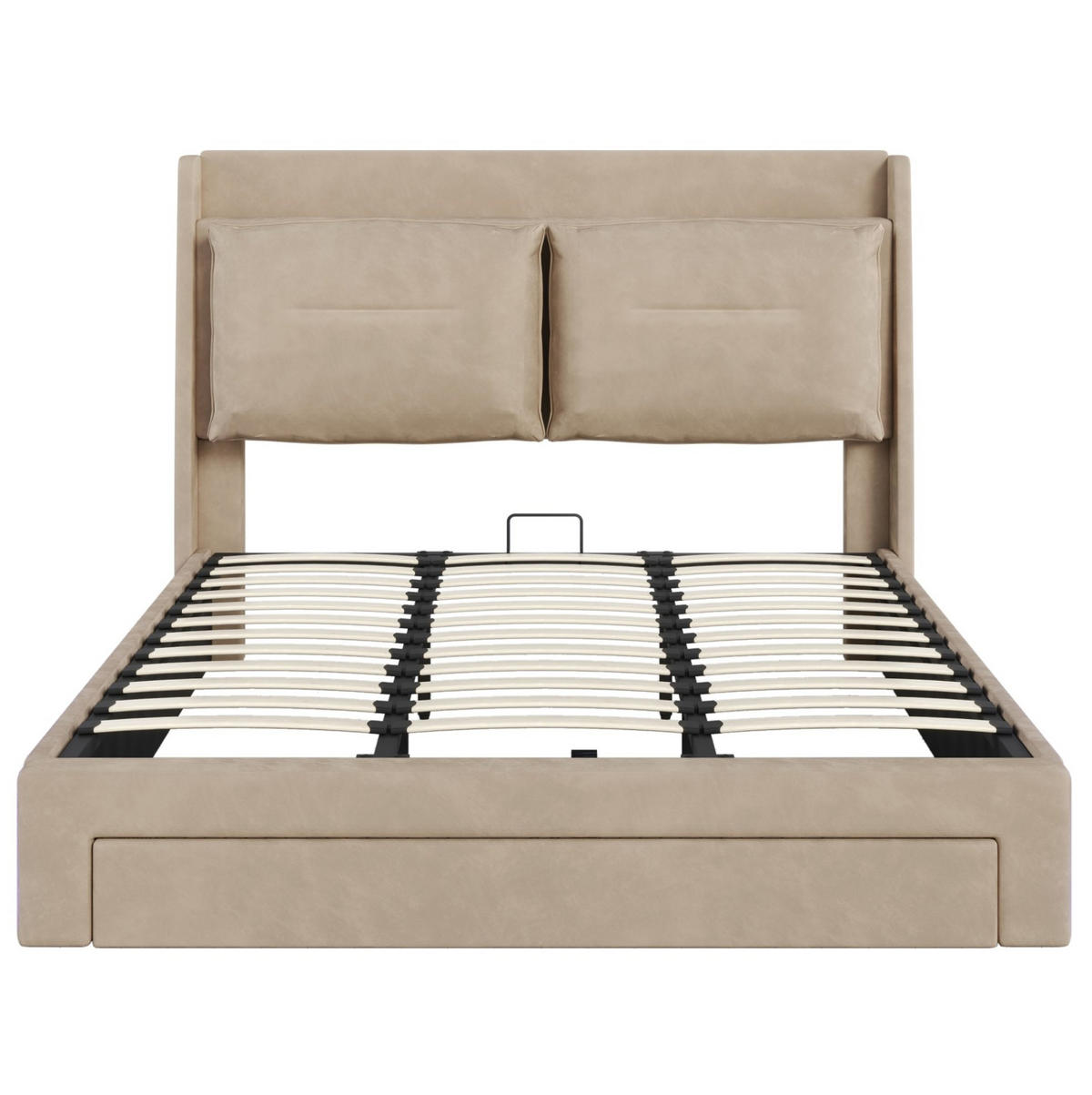 POLSTERBETT aus Samt 180x200 cm in Beige mit LED-Beleuchtung & Stauraum - Beige, Textil (180/200cm) - Modfu