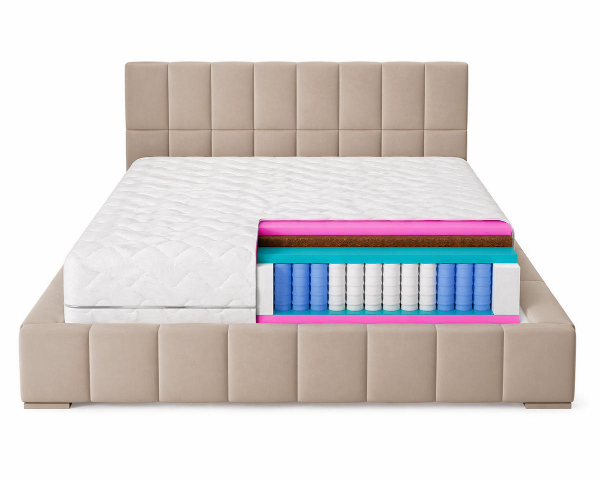 TASCHENFEDERKERNMATRATZE Folyeso, 7 ZONEN, Kokos, 90x200 cm,Höhe 20 cm, H3/H4, Weiß - Weiß, Textil (90/200cm) - Marpur