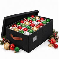 AUFBEWAHRUNGSBOX Schwarz für Weihnachtskugeln 96 Fächer - Schwarz, Wellpappe/Kunststoff (66.5/26/33cm) - Relaxdays
