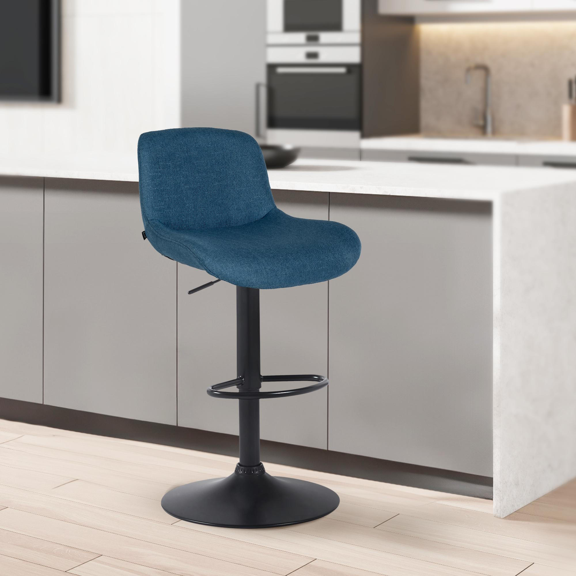 BARHOCKER Stoff blau - Blau/Schwarz, Textil/Metall (50/85/50cm) - CLP