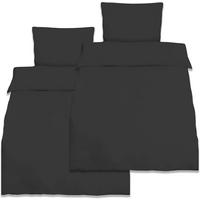 BETTWÄSCHE Julie 155/220 cm + Kissenbezug 80/80 cm Schwarz Renforcé 2er Set - Schwarz, Naturmaterialien/Textil (155/220cm) - Beautissu 