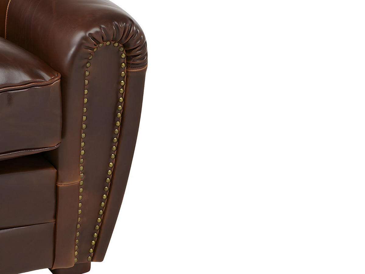 SOFA - 2 Personen - leder - schokoladenbraun Baudoin - Braun, Leder/Holz (150/85/84cm) - Vente-Unique