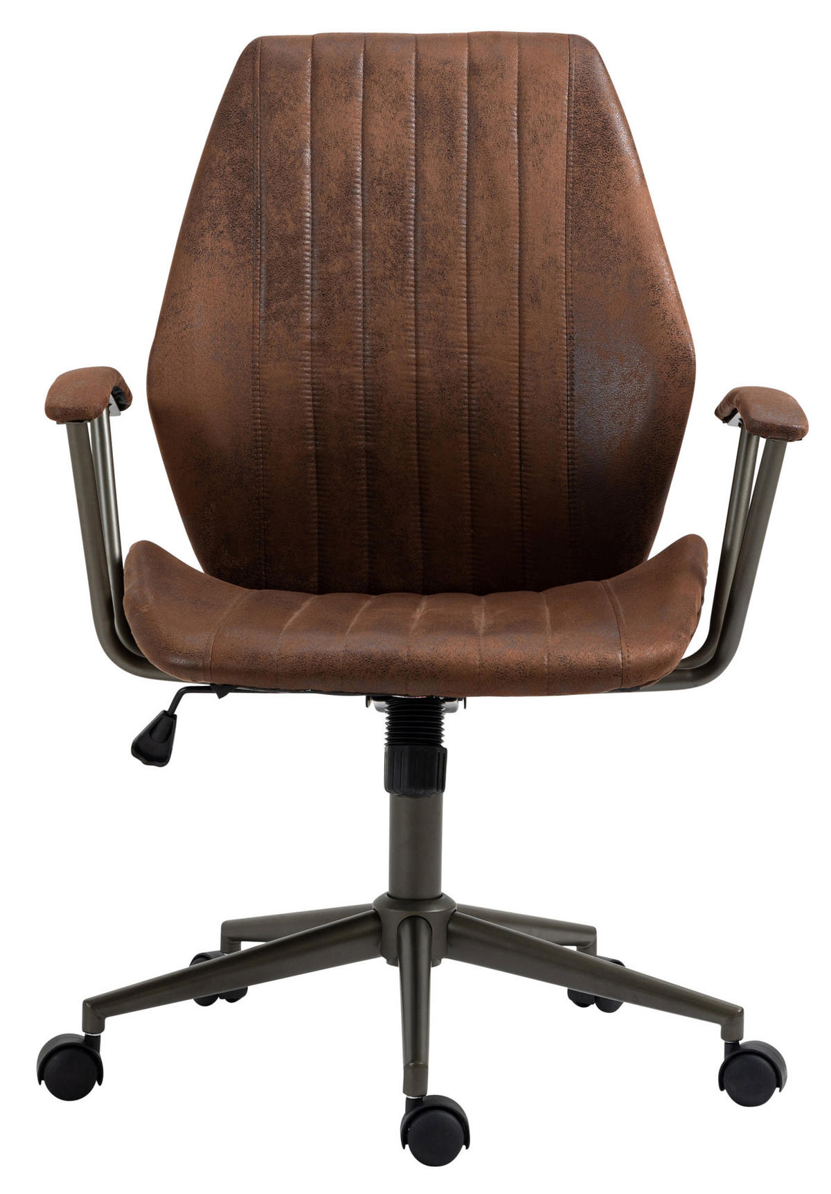 DREHSTUHL Lederlook cognac - Cognac/Schwarz, Textil/Metall (69/97/61cm) - CLP
