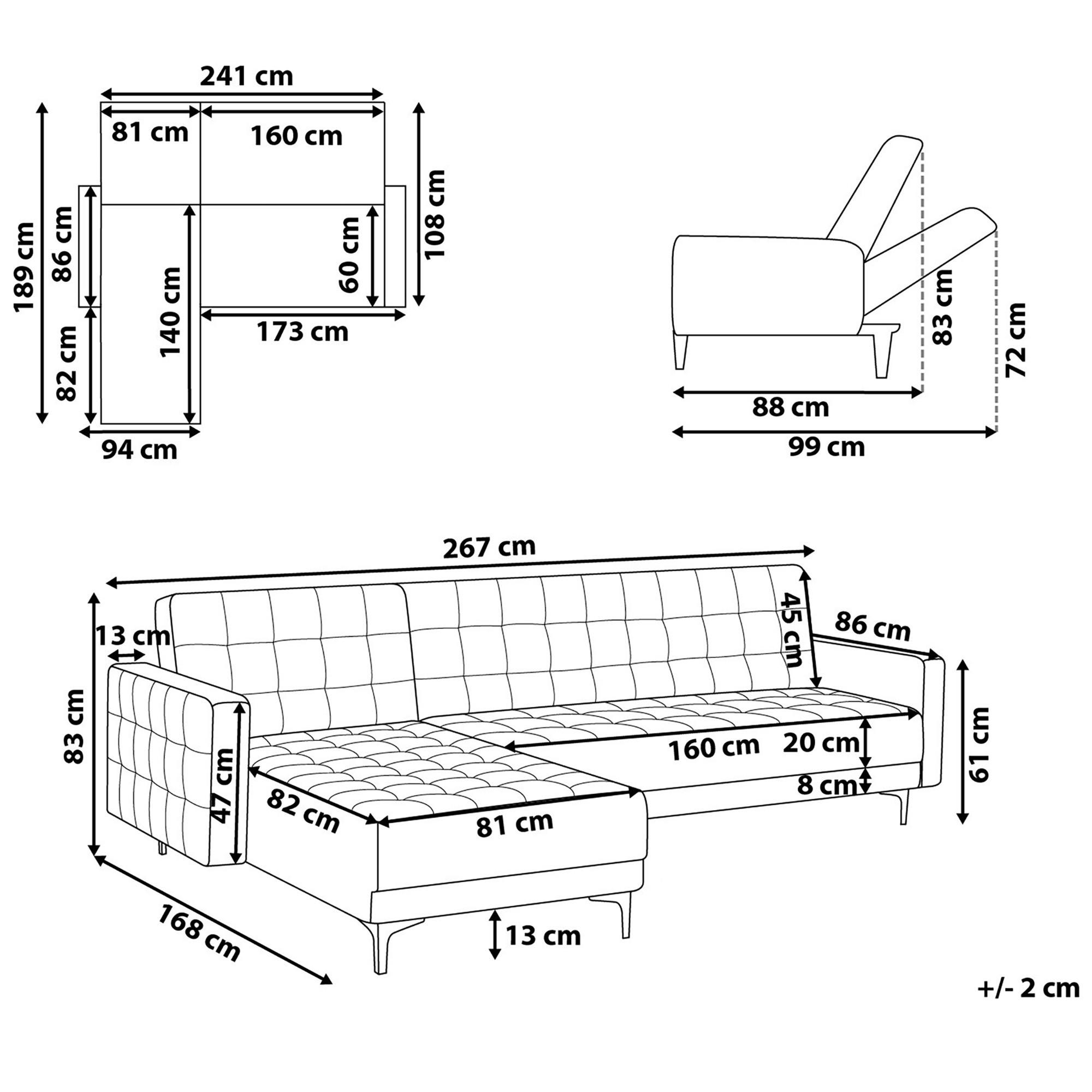 Thumbnail - Beliani 4-Sitzer-Ecksofa, Dunkelgrau, Textil, L-Form, 267x168 cm, Wohnzimmer, Sofas & Couches, Wohnlandschaften, Ecksofa...