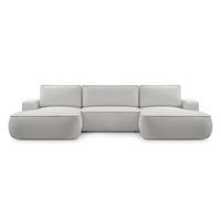 WOHNLANDSCHAFT Ablia Hellgrau 364/168/87 cm mit Schlaffunktion - Hellgrau/Schwarz, Kunststoff/Textil (364/87/168cm) - AX Living