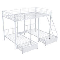 ETAGENBETT aus Metall 246x206x177,8 cm Weiß teilbar mit 2 Schubladen und Sicherheitsgeländer - Weiß, Metall (140/200cm) - Modfu