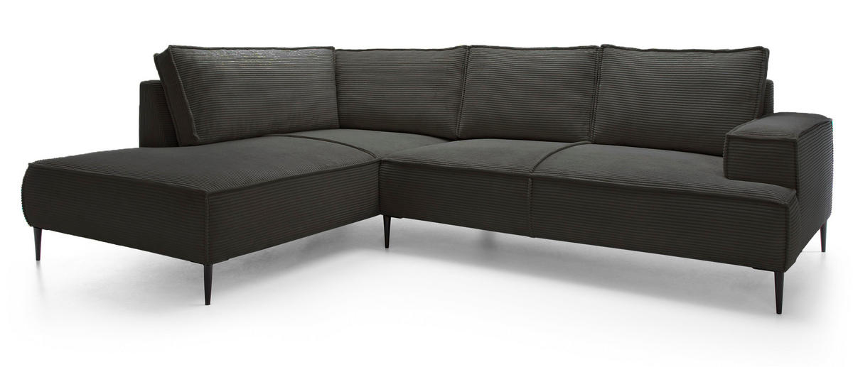 SCHLAFSOFA 275 cm L-Form Harmonia mit Beinen, Links, Dunkelgrau - Dunkelgrau, Holz (275/195cm) - Emporius