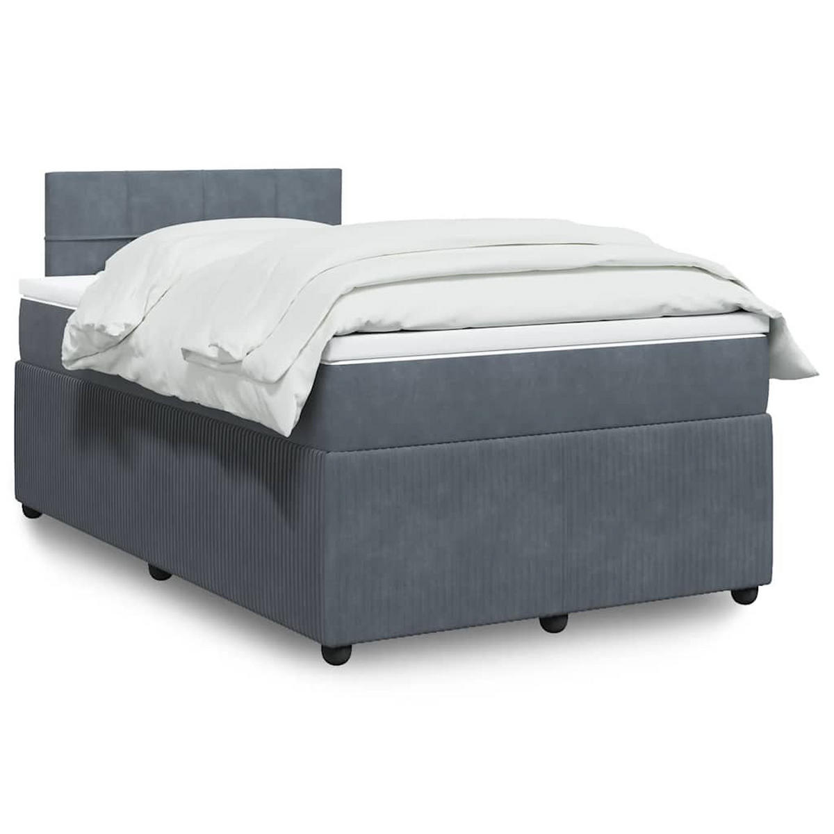 BOXSPRINGBETT Mit Matratze Dunkelgrau 120/200 Cm Samt - Grau, Textil (120/200cm) - vidaXL