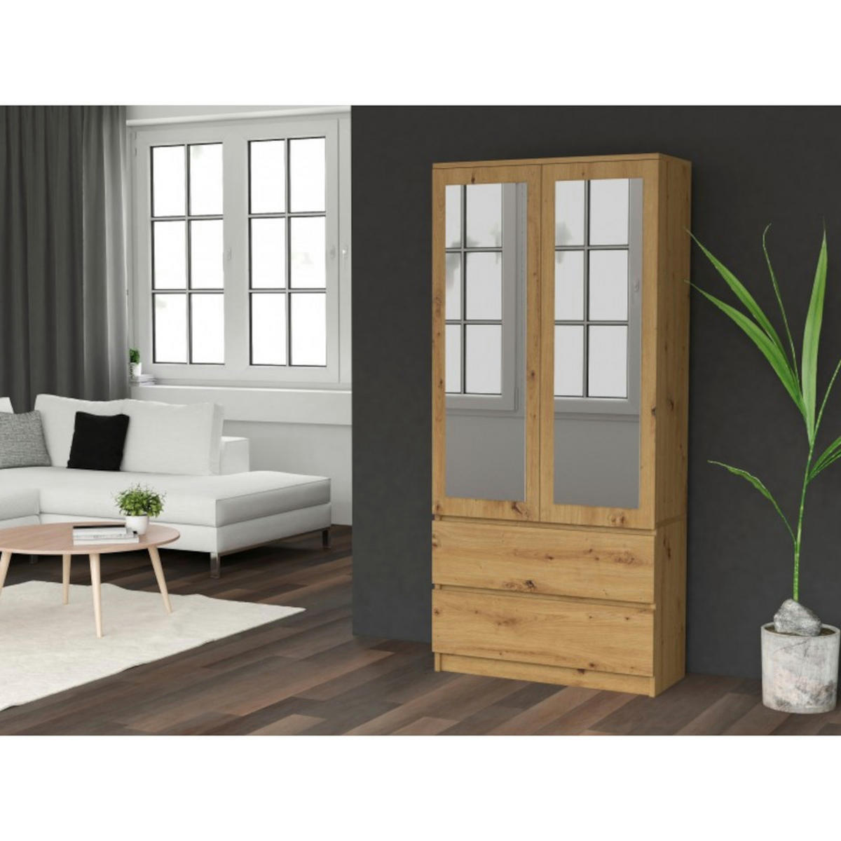 SCHRANK malve SD-90L Eiche Artisan - Eiche Artisan, Holzwerkstoff (90/180/50cm)