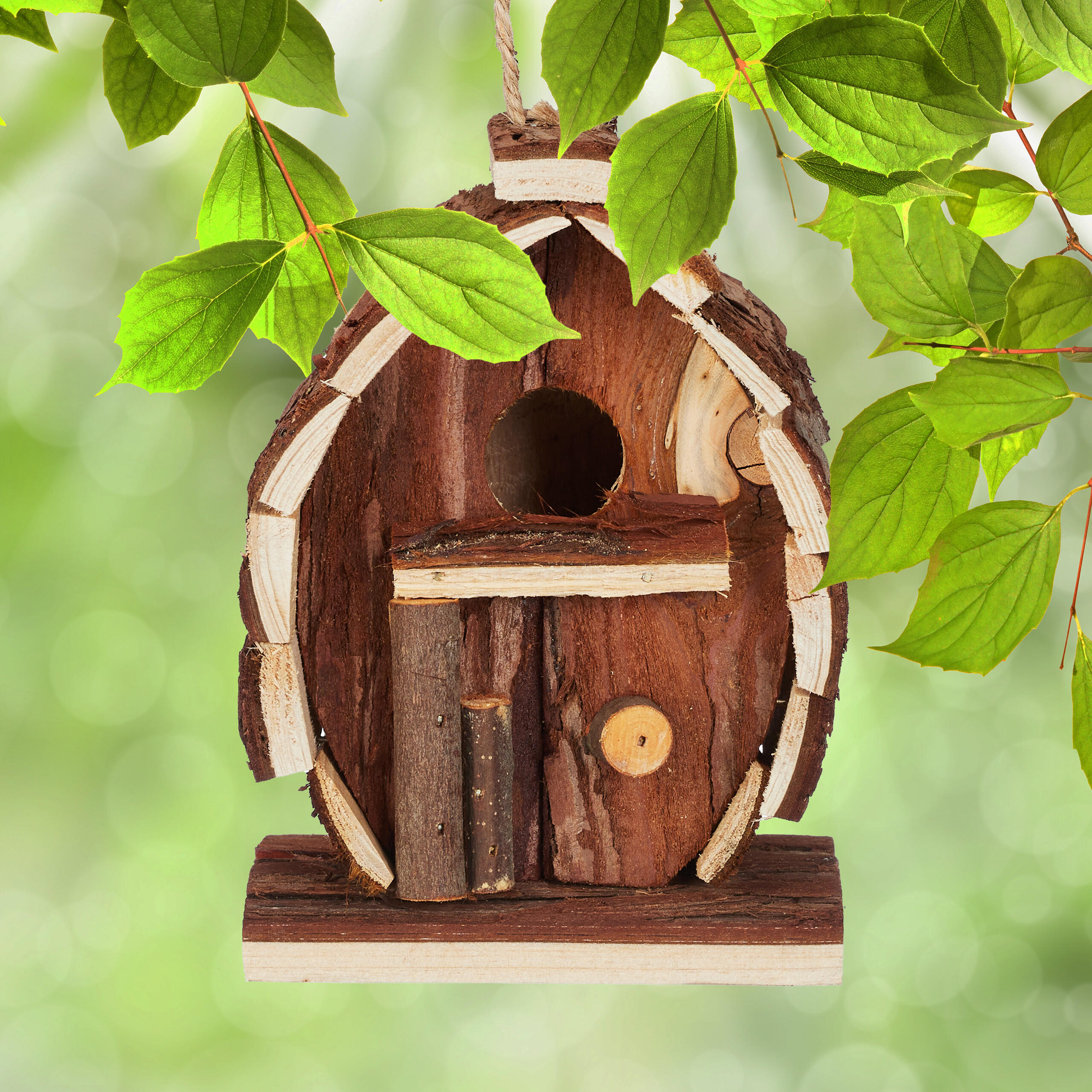 DEKO-VOGELHAUS - Braun, Holz (10.5/14.5/7.5cm) - Relaxdays