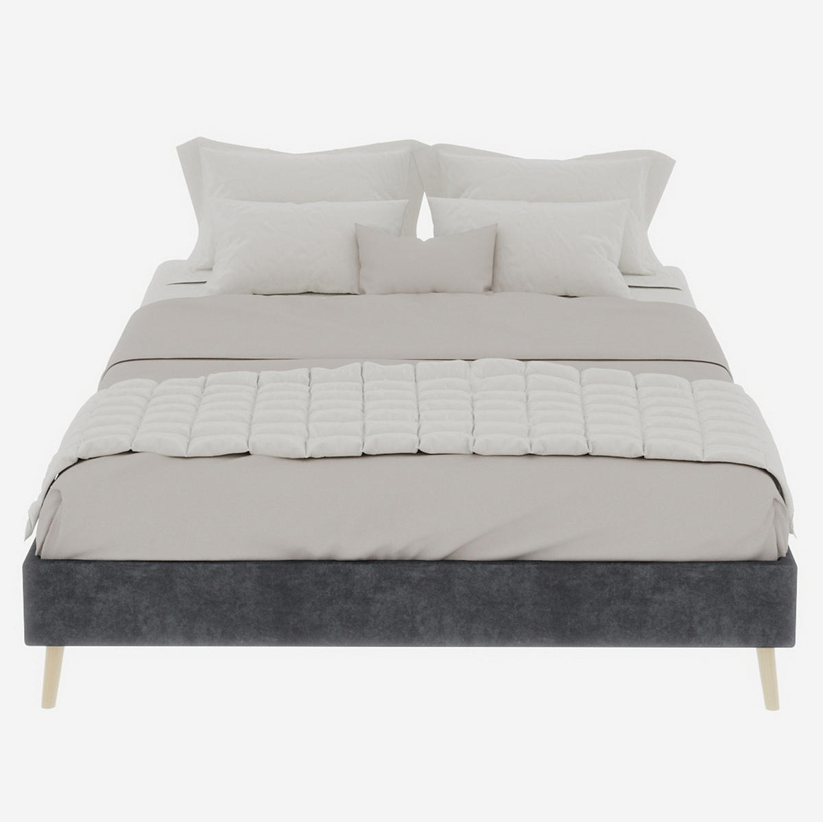 ČALÚNENÁ posteľ 140/200 cm s nízkym rámom a zamatovým poťahom, Sivá - sivá, textil (140/200cm) - Redom