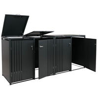 MÜLLTONNENBOX 4er mit Deckel HxBxT 122x250x84cm Anthrazit - Anthrazit, Metall (250/122/84cm) - PROREGAL