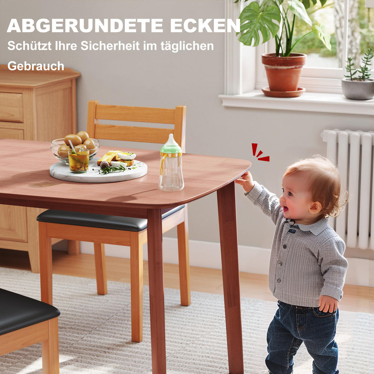 ESSTISCH 150 x 80 cm Küchentisch für 6 Personen im Landhaus-Stil Hellbraun - Hellbraun, Holz (150/80/76cm) - HOMCOM