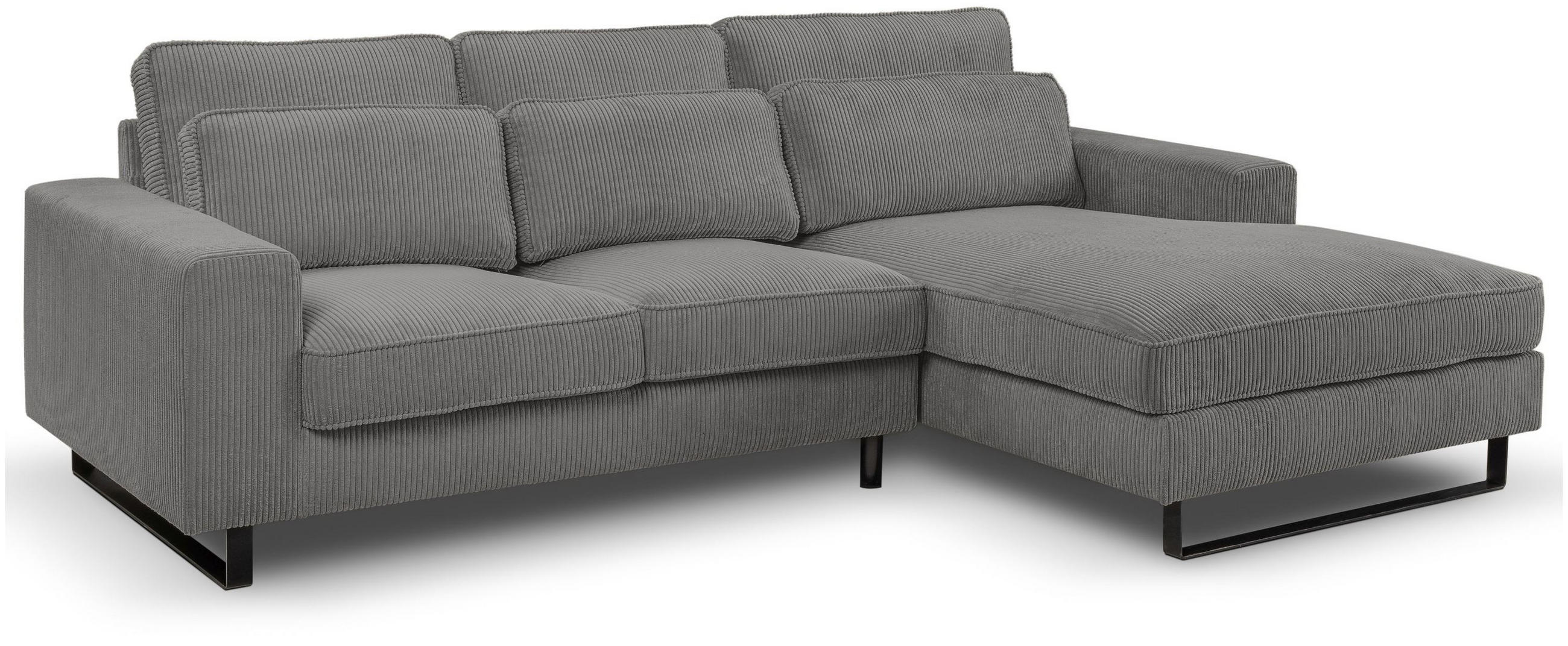 ECKSOFA Bolivia rechts grau - Schwarz/Grau, Holz/Textil (276/183cm) - Xonox