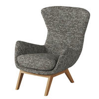 SESSEL mit Holzfüßen - Eichefarben/Grau, Eichenholz/Textil (84/99/96cm) - home24