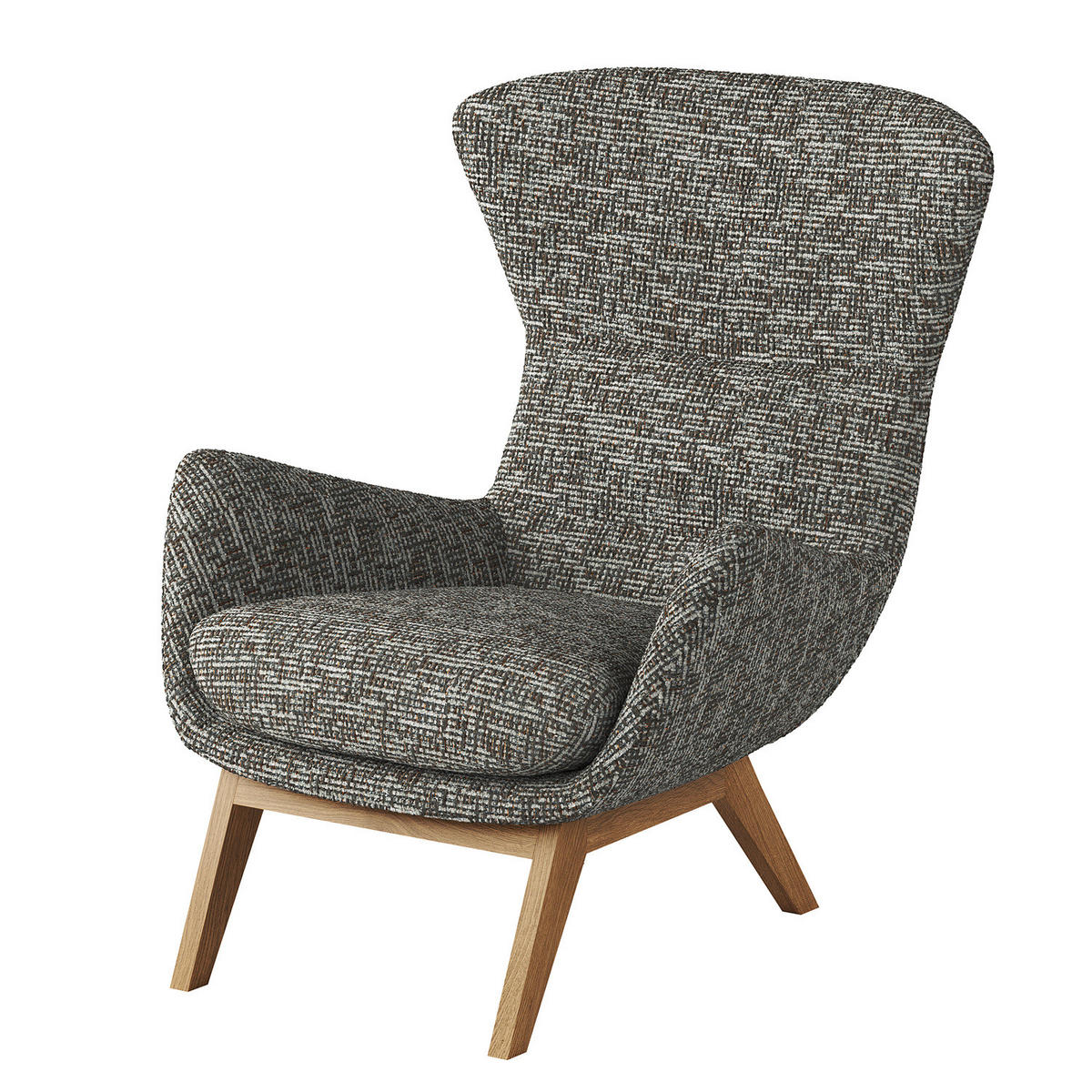 SESSEL mit Holzfüßen - Eichefarben/Grau, Eichenholz/Textil (84/99/96cm) - home24