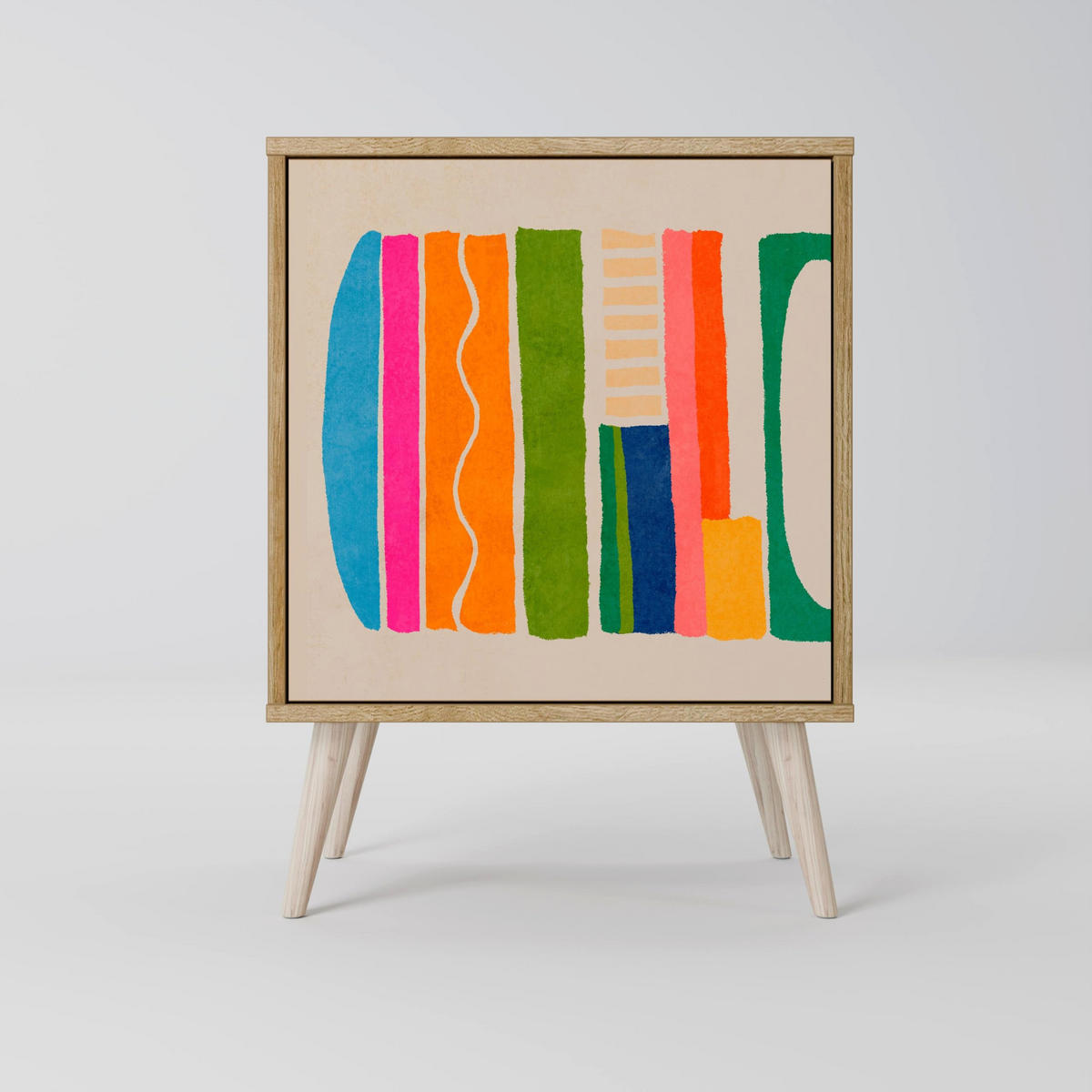 SIDEBOARD GEOMETRIC SHINE, Grau, 57,5x42x57,5 cm, Ohne Füße - Multicolor/Grau, Holzwerkstoff (57.5/57.5/42cm) - SpaceRebels