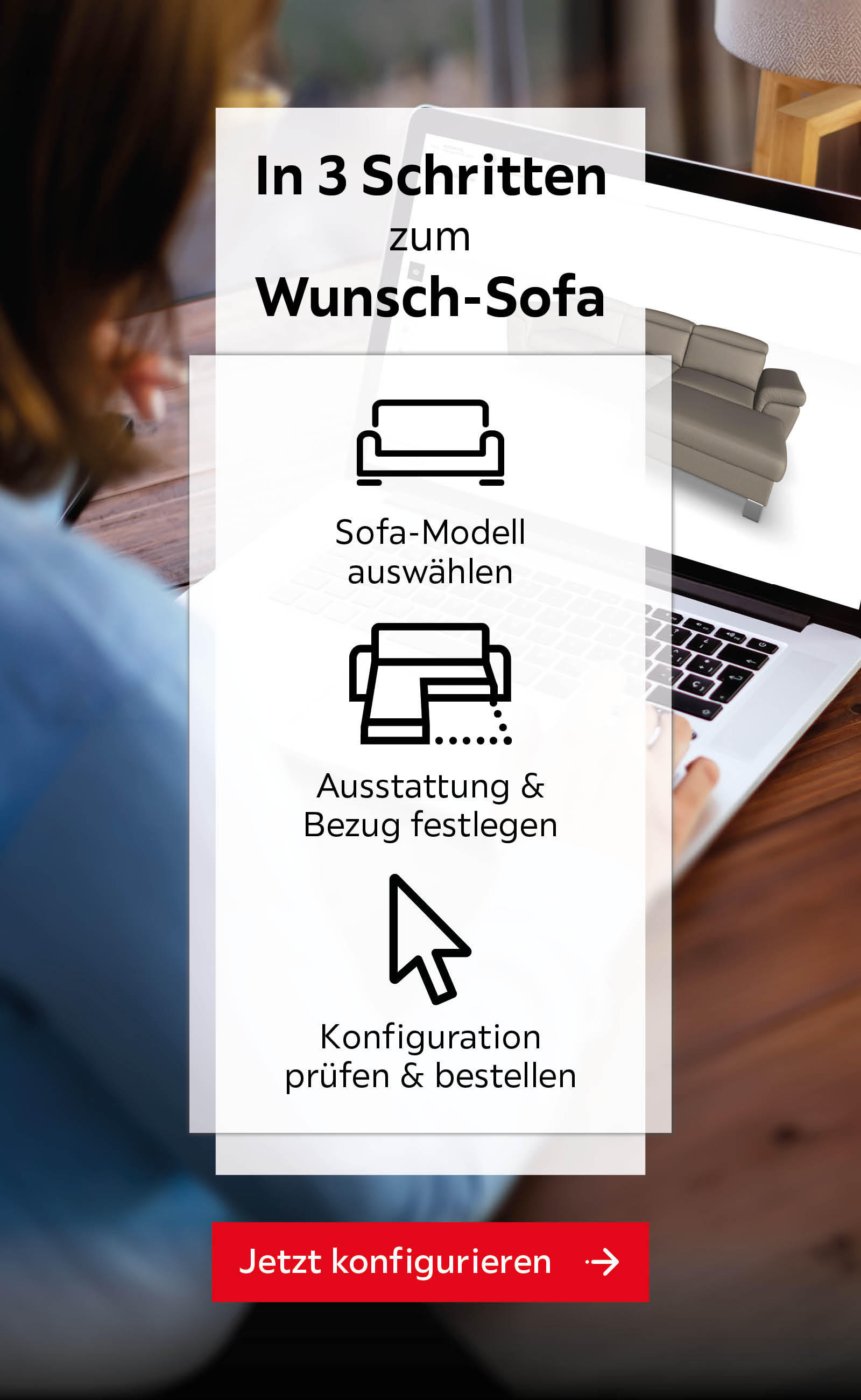 In 3 Schritten zum Wunsch-Sofa - Sofa Konfigurator
