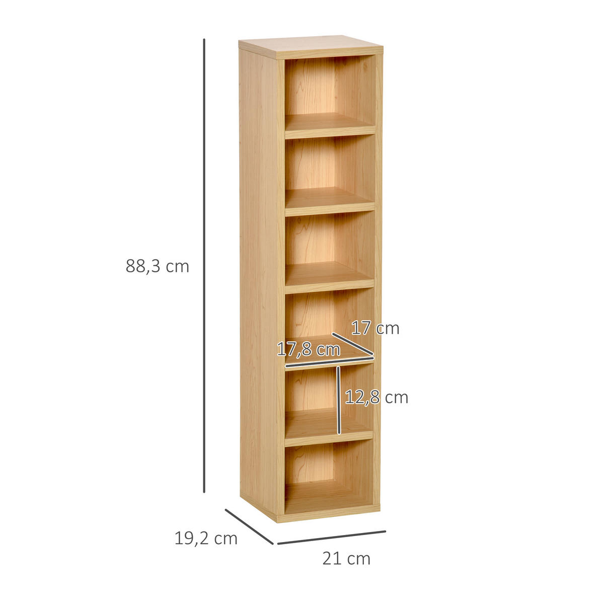 AKTENREGAL 2er-Set DE-14388 12 Fächer für 160 CDs Buche - Beige, Holzwerkstoff (19/88/21cm) - ComfortXL