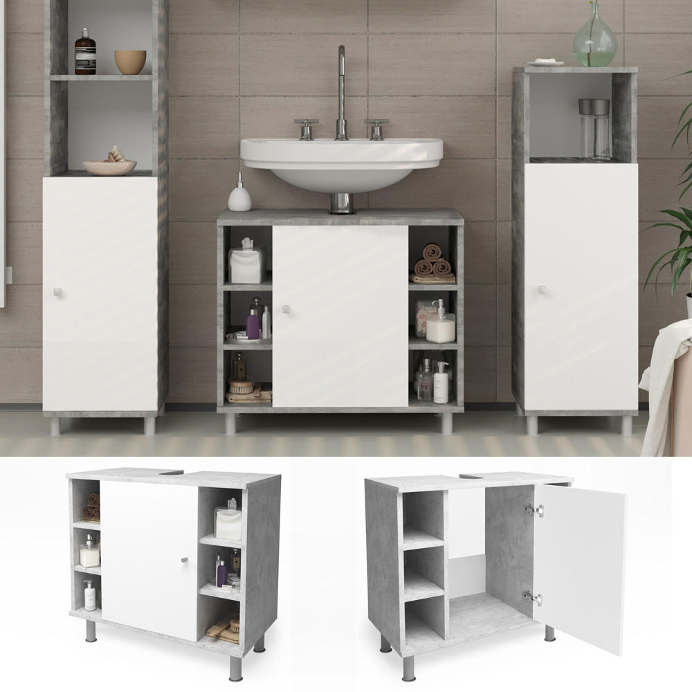 WASCHBECKENUNTERSCHRANK Fynn Beton 60 x 54 cm - Schieferfarben, Holzwerkstoff (60/54/32cm) - Vicco