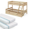 ETAGENBETT Everest Naturholz 120x200/80x200 cm mit 2 Matratzen und 2 Schubkästen - Naturfarben, Holz (120/200cm) - VitaliSpa