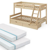 ETAGENBETT Everest Naturholz 120x200/80x200 cm mit 2 Matratzen und 2 Schubkästen - Naturfarben, Holz (120/200cm) - VitaliSpa