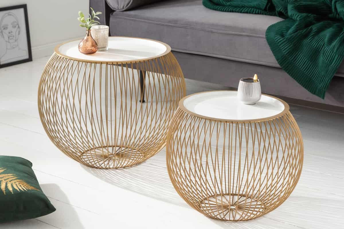 COUCHTISCH STORAGE rund Weiß 41cm - Weiß, Metall (41/41/33cm) - riess-ambiente
