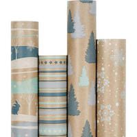 GESCHENKPAPIER 4er Set Kraftpapier Blau 76 x 305 cm - Multicolor, Papier (4/76/15cm)