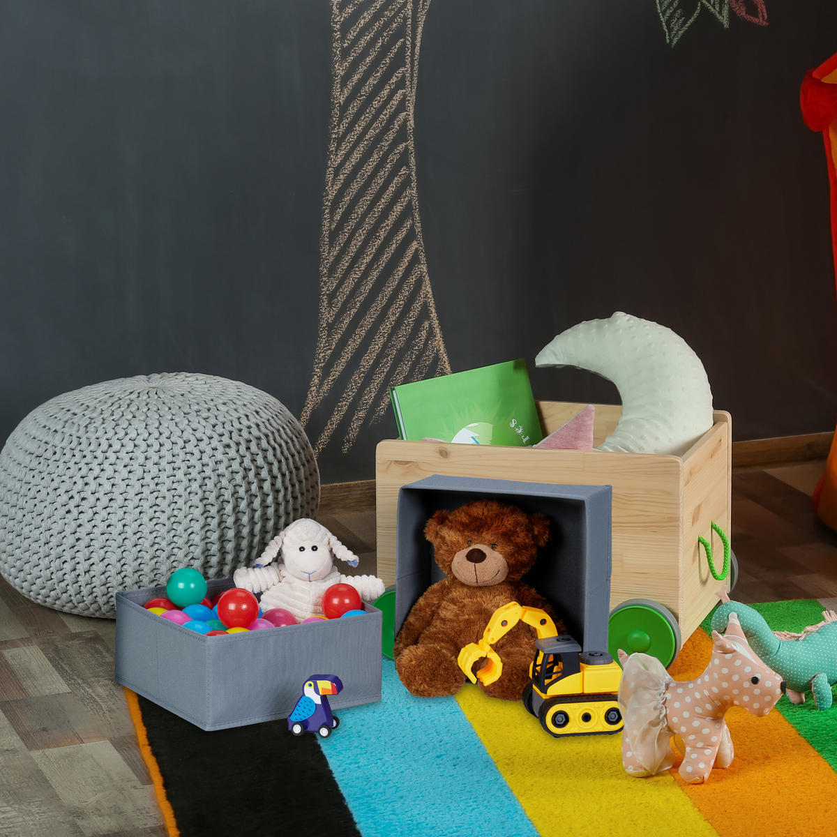 8-DIELNA súprava organizátorov do skríň - sivá, plast/vlnitá lepenka (28.5/13/28.5cm) - Relaxdays