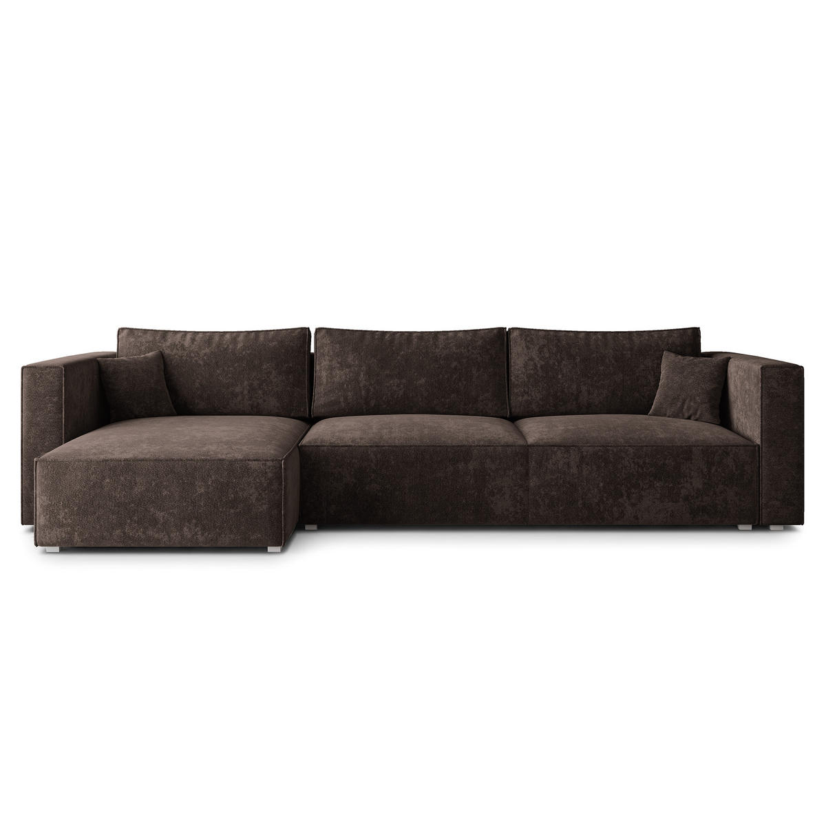 ECKSOFA TOLMO LM Braun Chenille mit Schlaffunktion - Braun, Holzwerkstoff/Textil (347/148cm) - MASSENO