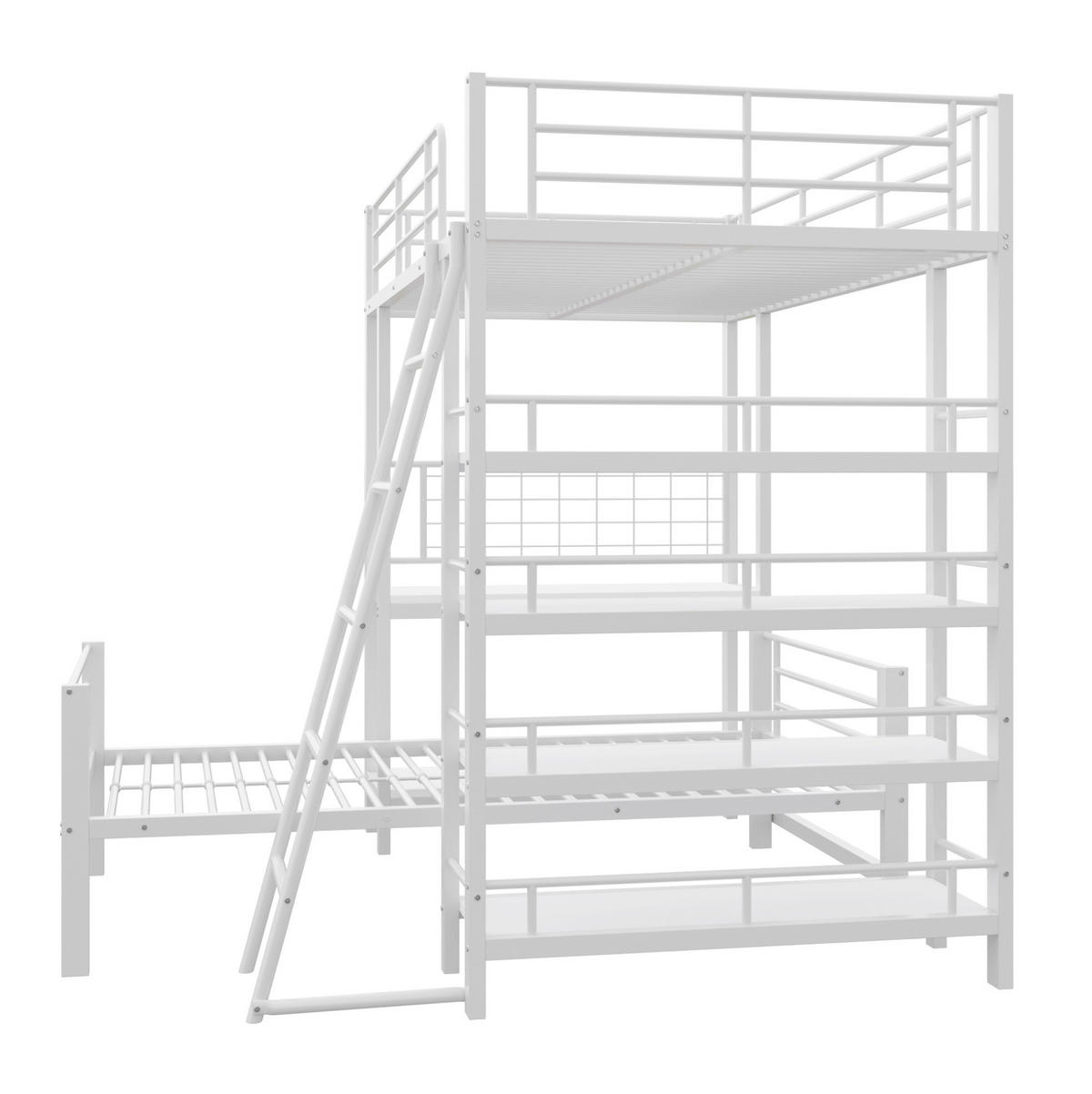 HOCHBETT 90/200 cm in Weiß aus Metall – mit Ablagefächern und Lattenrost - Weiß, Metall (90/200cm) - BEAOK