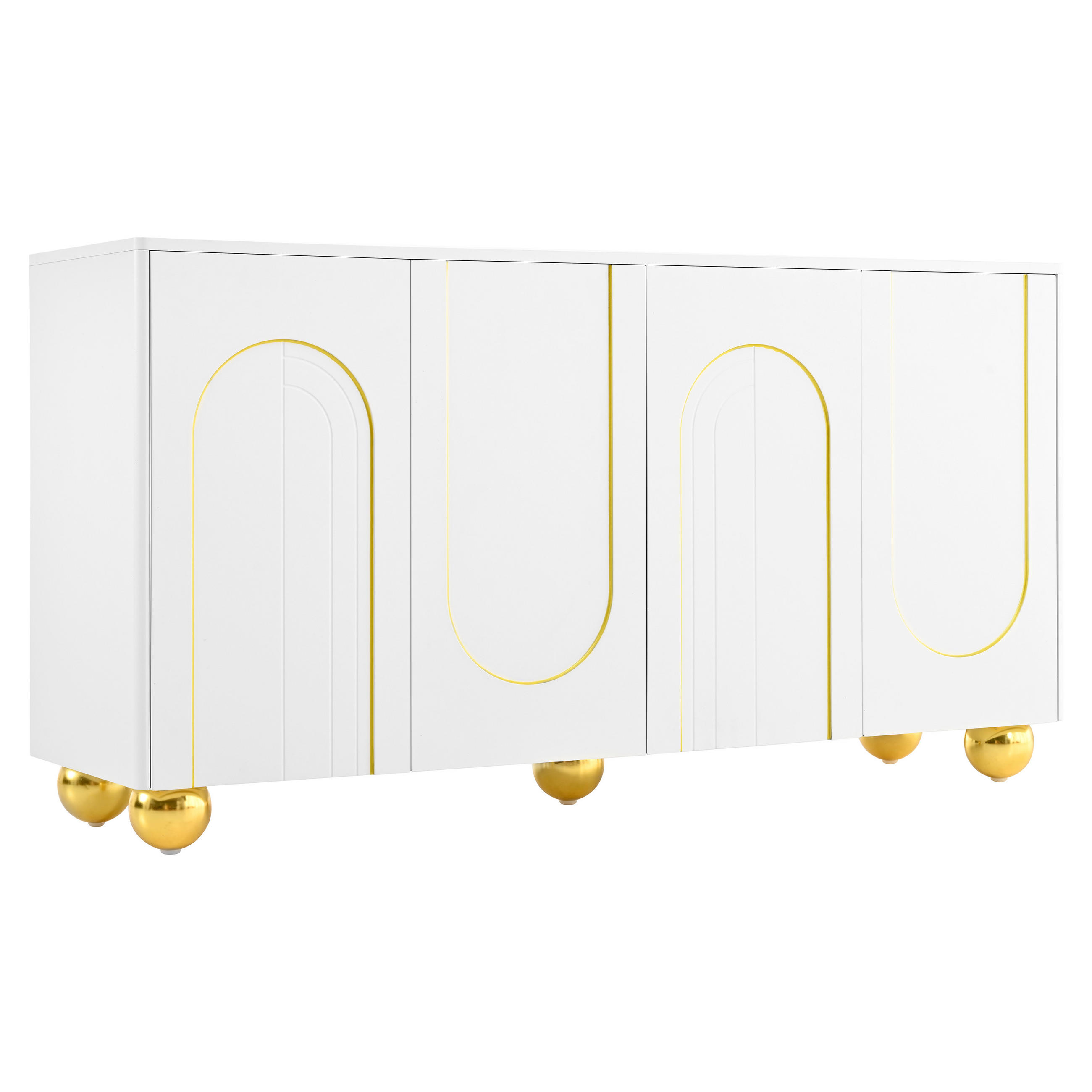 SIDEBOARD DE-37537 140/40/74 cm mit 4 Türen Weiß - Weiß, Holzwerkstoff (140/74/40cm) - ComfortXL