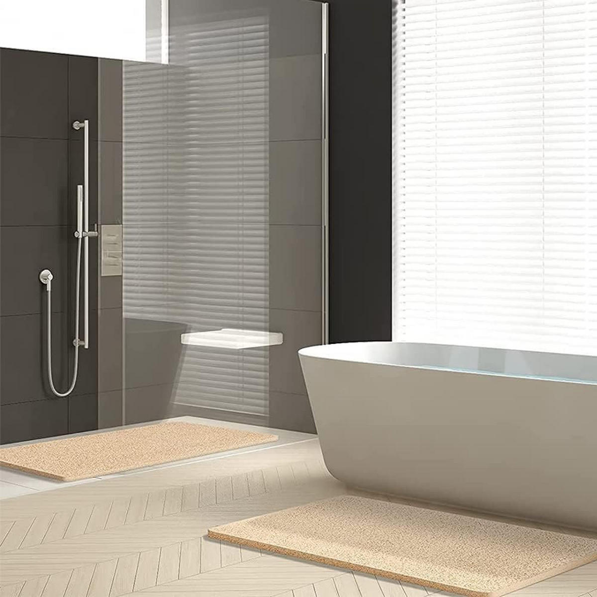 DUSCHMATTE – 40 x 60 cm – Beige – Atmungsaktiv - Beige, Kunststoff (30/20cm)