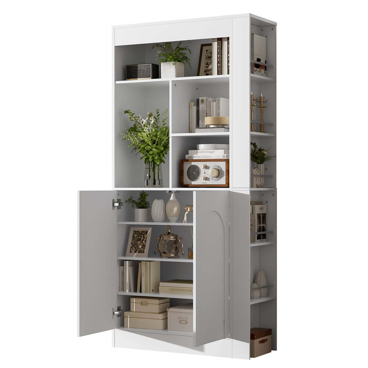 HOCHSCHRANK 85x35x180cm Weiß mit 2 Türen und Regalfächern - Weiß, Holzwerkstoff (85/180/35cm) - FLIEKS
