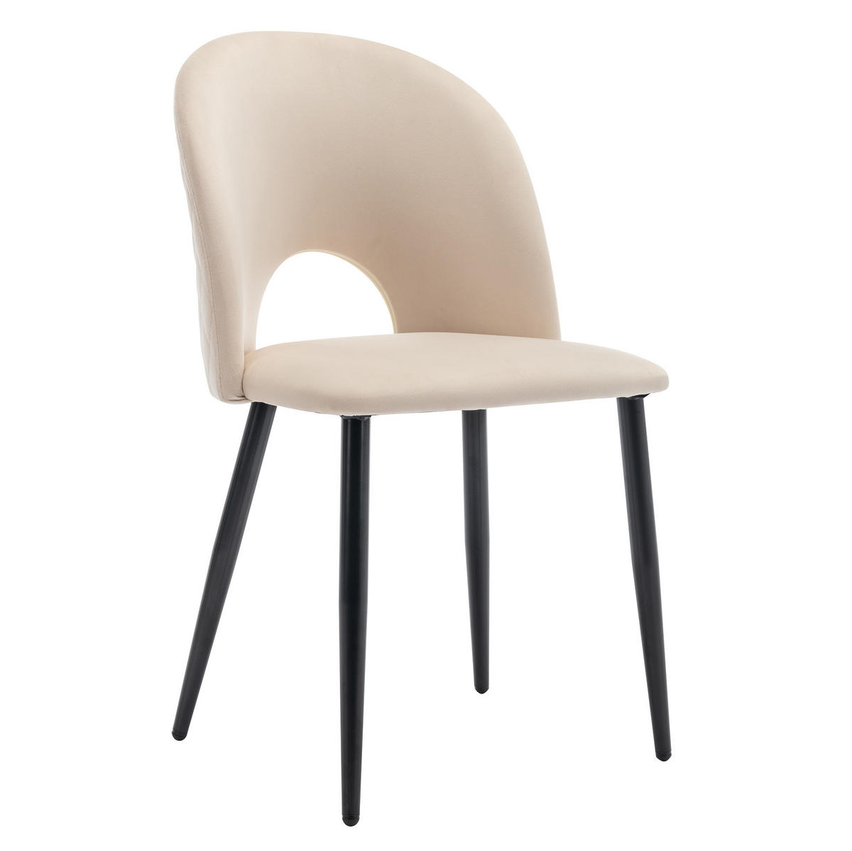 ESSZIMMERSTUHL mit Rückenlehne Samt Beige 2er-Set - Beige, Metall (44/84/47.2cm) - Meubliv