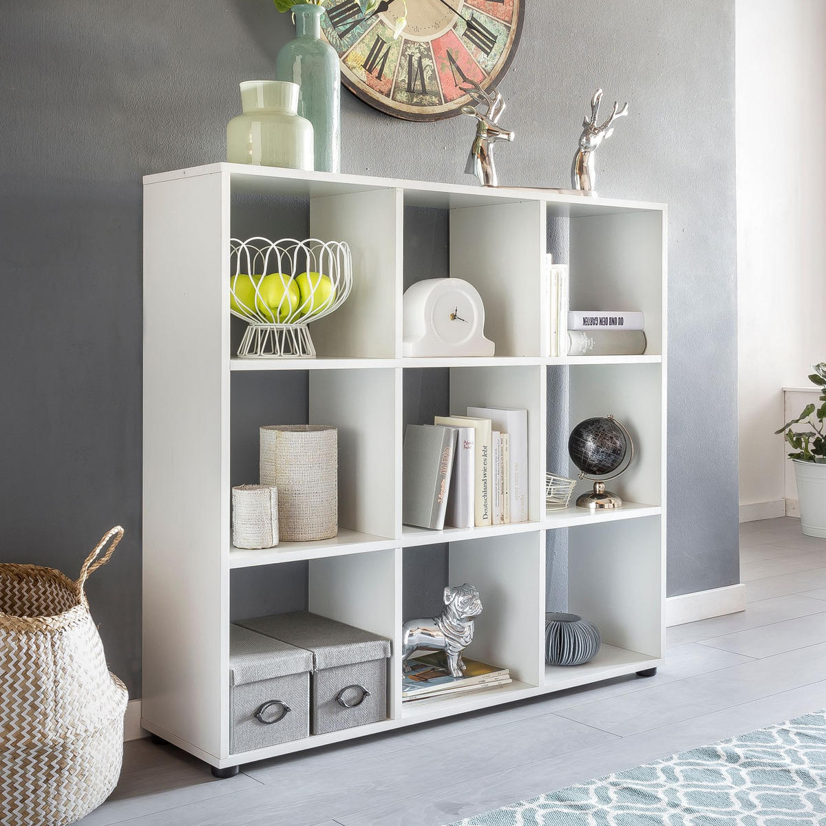 BÜCHERREGAL – Weiß, 8 Fächer, kratzfest, Raumteiler - Weiß, Holz/Kunststoff (108/104/29cm) - KADIMA DESIGN